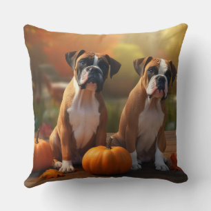 Boxer Puppy Autumn Delight Pumpkin  Cushion
