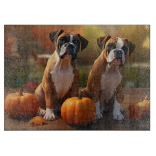 Boxer Puppy Autumn Delight Pumpkin Cutting Board