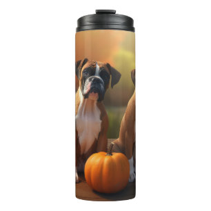 Boxer Puppy Autumn Delight Pumpkin Thermal Tumbler