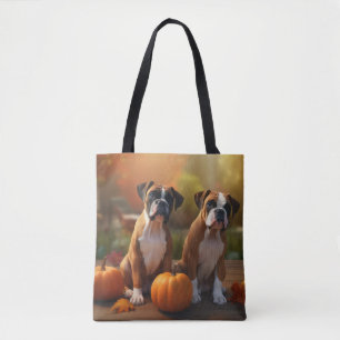 Boxer Puppy Autumn Delight Pumpkin  Tote Bag