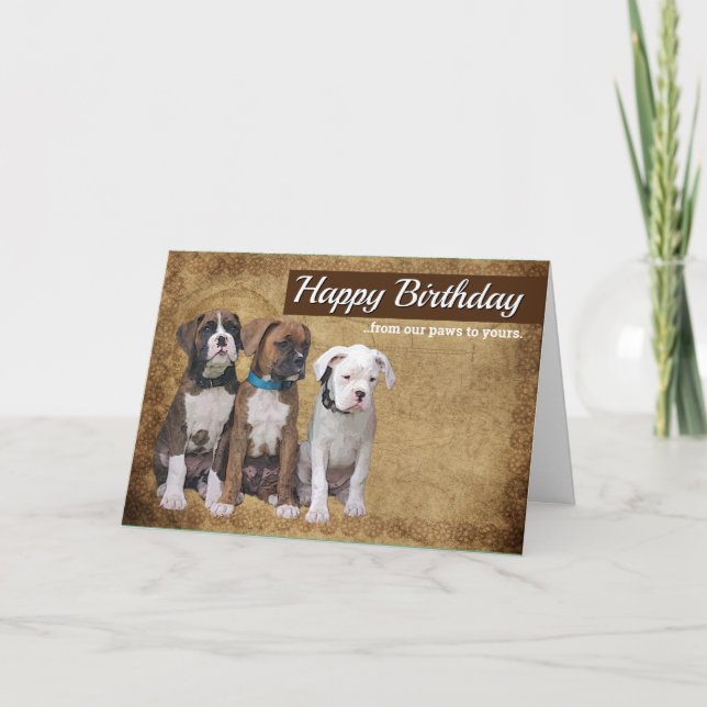 Boxer Puppy Dog Cards - Personalized Birthday Card (Front)