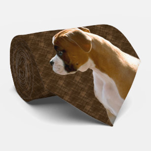Boxer Puppy Dog Cutout Executive Brown Tie