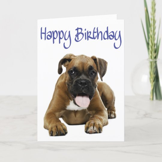 Boxer Puppy Dog Happy Birthday Card - Verse | Zazzle.co.uk