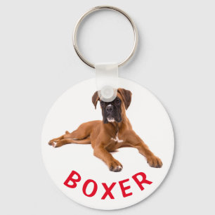 Boxer Puppy Dog Red Love Keychain
