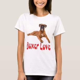 Boxer Puppy Dog Red Love Womens Tee Shirt