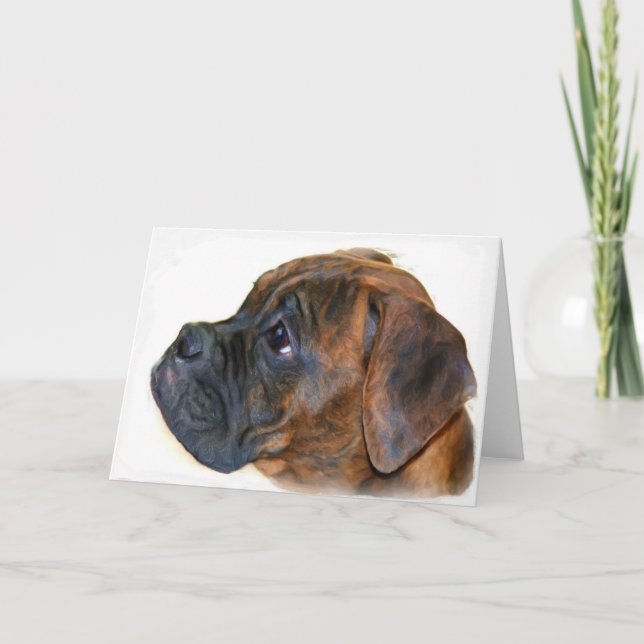 Boxer  puppy greeting card (Front)