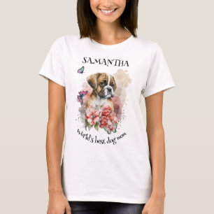 Boxer puppy in flowers custom T-Shirt