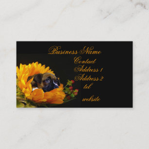Boxer puppy in sunflower business card