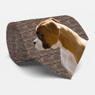 Boxer Puppy Profile Cutout Taupe Tie