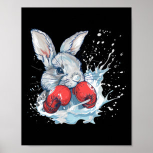 Boxer Rabbit With Boxing Gloves Kickboxing Funny B Poster