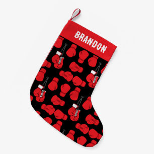 Boxer Red Boxing Gloves Patterned Small Christmas Stocking