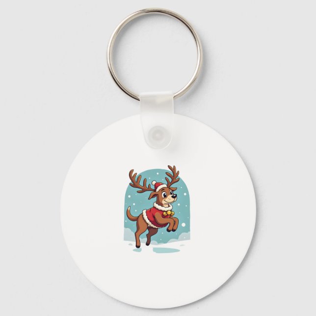Boxer Reindeer Dash Key Ring (Front)