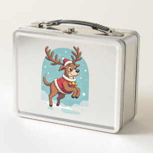 Boxer Reindeer Dash Metal Lunch Box