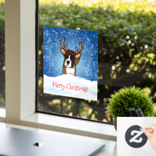 Boxer Reindeer Window Cling