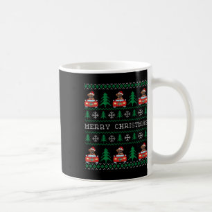 Boxer Riding Red Car Ugly Christmas Sweater Dog  Coffee Mug