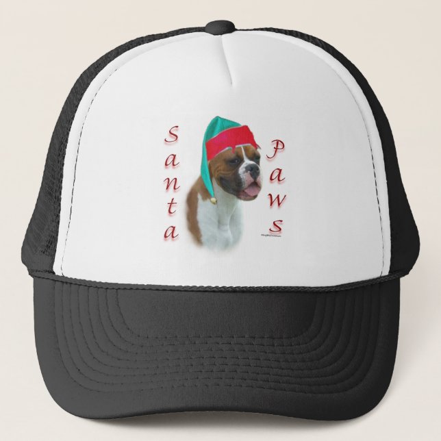 Boxer Santa Paws Trucker Hat (Front)