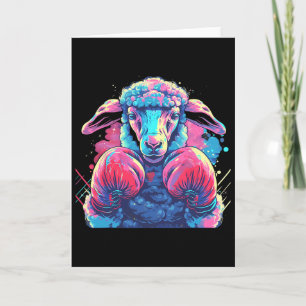 Boxer Sheep With Boxing Gloves Kickboxing Funny Bo Card