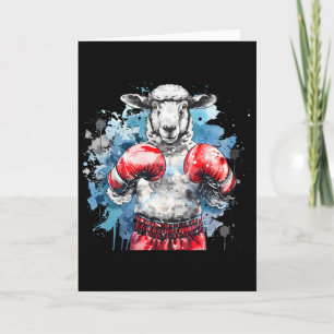 Boxer Sheep With Boxing Gloves Kickboxing Funny Bo Card