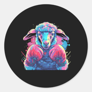 Boxer Sheep With Boxing Gloves Kickboxing Funny Bo Classic Round Sticker