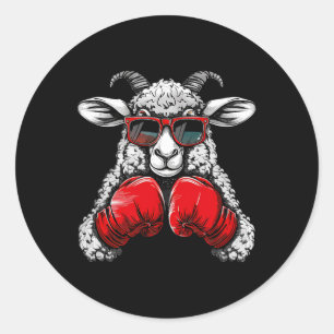 Boxer Sheep With Boxing Gloves Kickboxing Funny Bo Classic Round Sticker