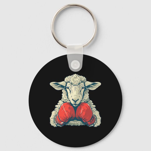 Boxer Sheep With Boxing Gloves Kickboxing Funny Bo Key Ring (Front)