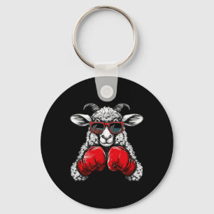 Boxer Sheep With Boxing Gloves Kickboxing Funny Bo Key Ring