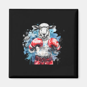 Boxer Sheep With Boxing Gloves Kickboxing Funny Bo Magnet