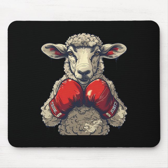 Boxer Sheep With Boxing Gloves Kickboxing Funny Bo Mouse Mat (Front)