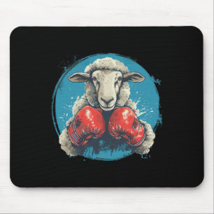 Boxer Sheep With Boxing Gloves Kickboxing Funny Bo Mouse Mat