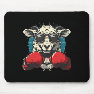 Boxer Sheep With Boxing Gloves Kickboxing Funny Bo Mouse Mat