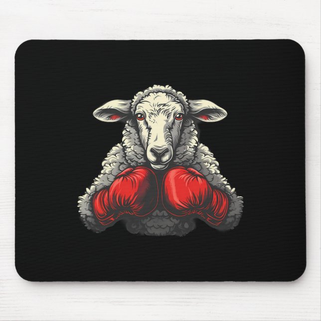 Boxer Sheep With Boxing Gloves Kickboxing Funny Bo Mouse Mat (Front)