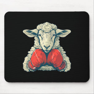 Boxer Sheep With Boxing Gloves Kickboxing Funny Bo Mouse Mat