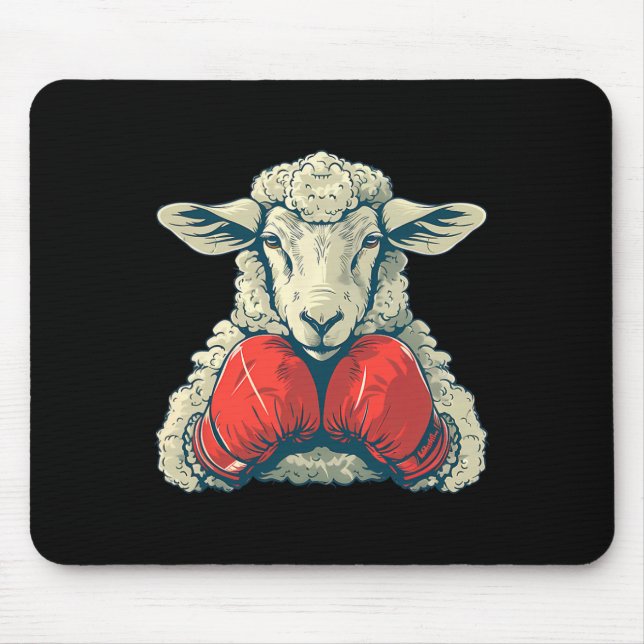 Boxer Sheep With Boxing Gloves Kickboxing Funny Bo Mouse Mat (Front)