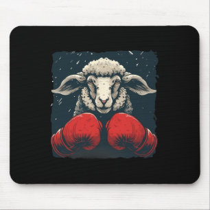 Boxer Sheep With Boxing Gloves Kickboxing Funny Bo Mouse Mat