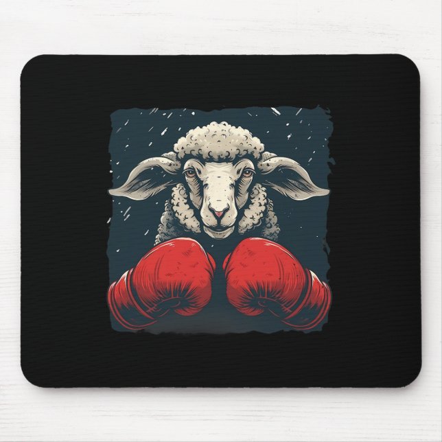 Boxer Sheep With Boxing Gloves Kickboxing Funny Bo Mouse Mat (Front)