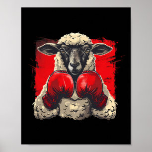 Boxer Sheep With Boxing Gloves Kickboxing Funny Bo Poster