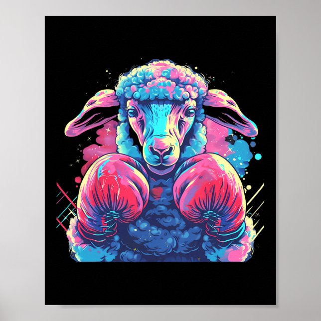 Boxer Sheep With Boxing Gloves Kickboxing Funny Bo Poster (Front)