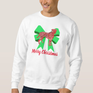 Boxer Silhouette Red Dog & Green Bow Christmas Sweatshirt