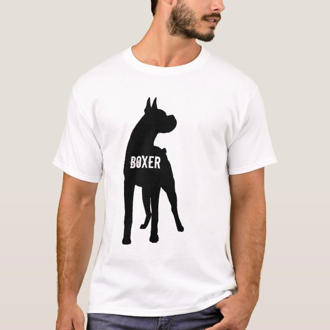 Boxer silhouette with text (cropped ears) T-Shirt (Front)