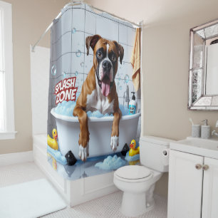 Boxer Sloppy Sleepy Cute Funny  Shower Curtain