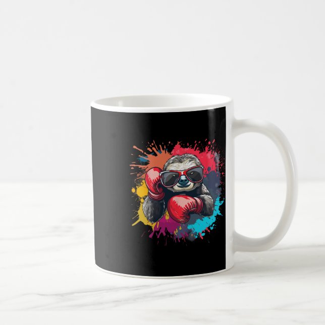 Boxer Sloth With Boxing Gloves Kickboxing Funny Bo Coffee Mug (Right)