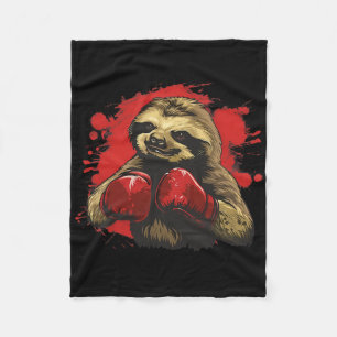 Boxer Sloth With Boxing Gloves Kickboxing Funny Bo Fleece Blanket