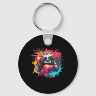 Boxer Sloth With Boxing Gloves Kickboxing Funny Bo Key Ring