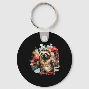 Boxer Sloth With Boxing Gloves Kickboxing Funny Bo Key Ring