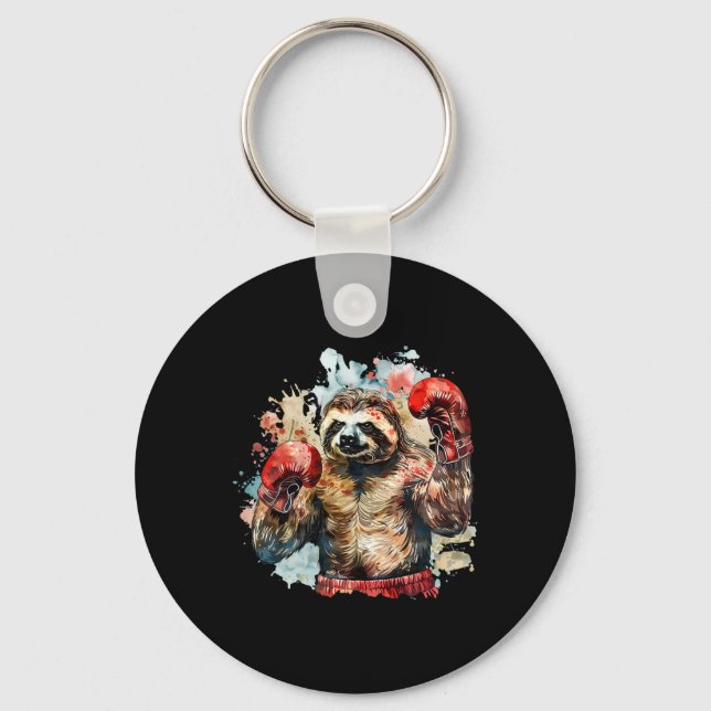 Boxer Sloth With Boxing Gloves Kickboxing Funny Bo Key Ring (Front)