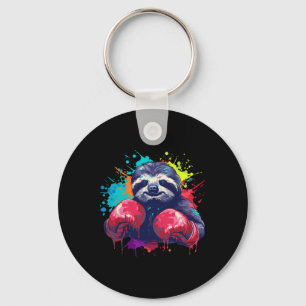 Boxer Sloth With Boxing Gloves Kickboxing Funny Bo Key Ring