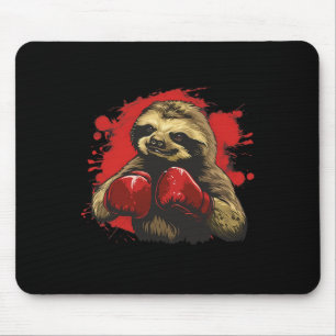 Boxer Sloth With Boxing Gloves Kickboxing Funny Bo Mouse Mat