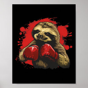 Boxer Sloth With Boxing Gloves Kickboxing Funny Bo Poster