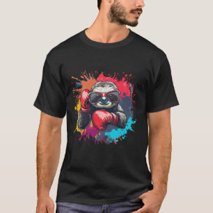 Boxer Sloth With Boxing Gloves Kickboxing Funny Bo T-Shirt
