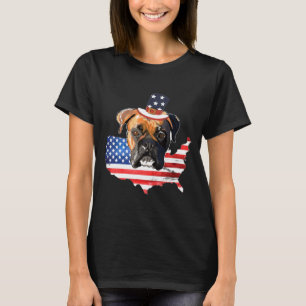 Boxer Smile Flag Boxer Dog American Flag T-Shirt